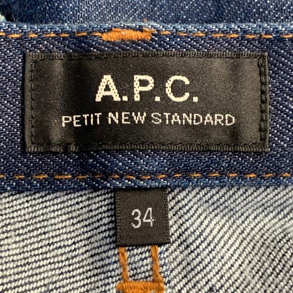 A.P.C. Size 34 Blue Contrast Stitch Cotton Blend Twill Tapered Button Fly Jeans - Picture 5 of 6
